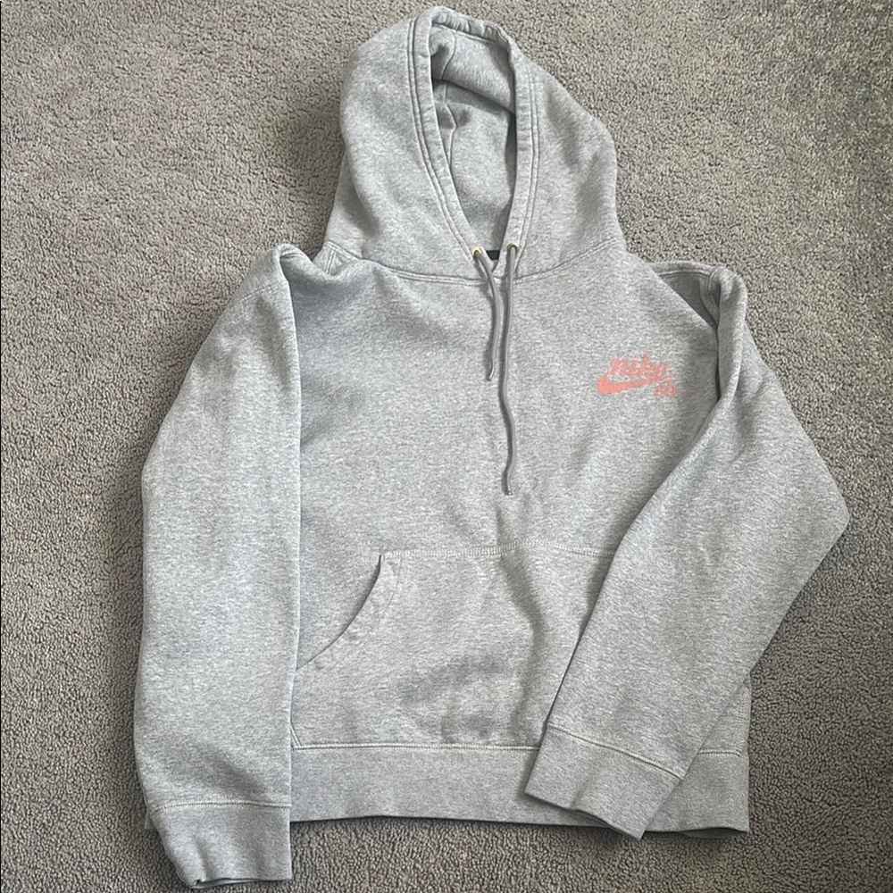 Nike Gray Hoodie with Pink Logo